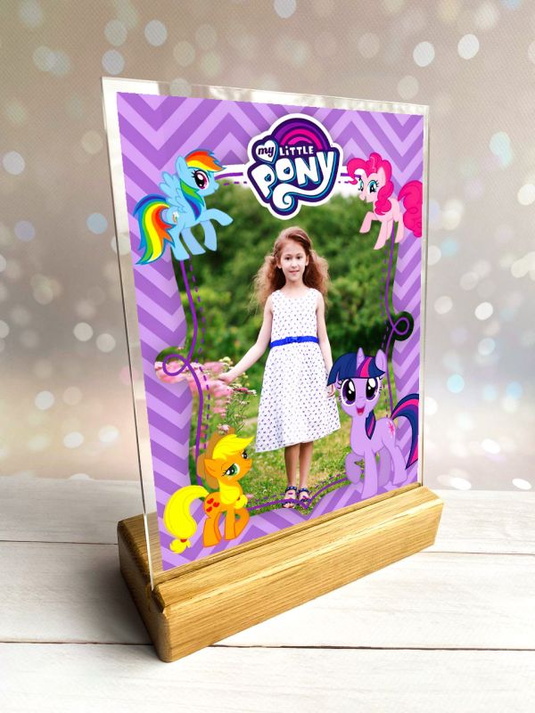 Дитяча фотографія у рамці Little Pony на дерев'яній підставці (дизайн 005)