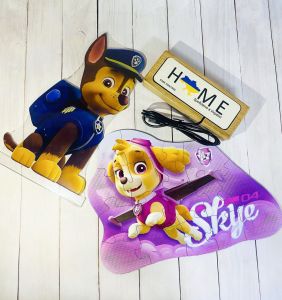 Подарунковий набір Гонщик Чейз і Скай Щенячий патруль (нічник + дерев'яні пазли)