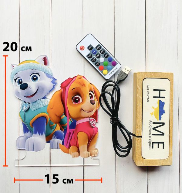 Переносний дитячий нічничок Скай і Еверест Щенячий патруль з USB роз'ємом