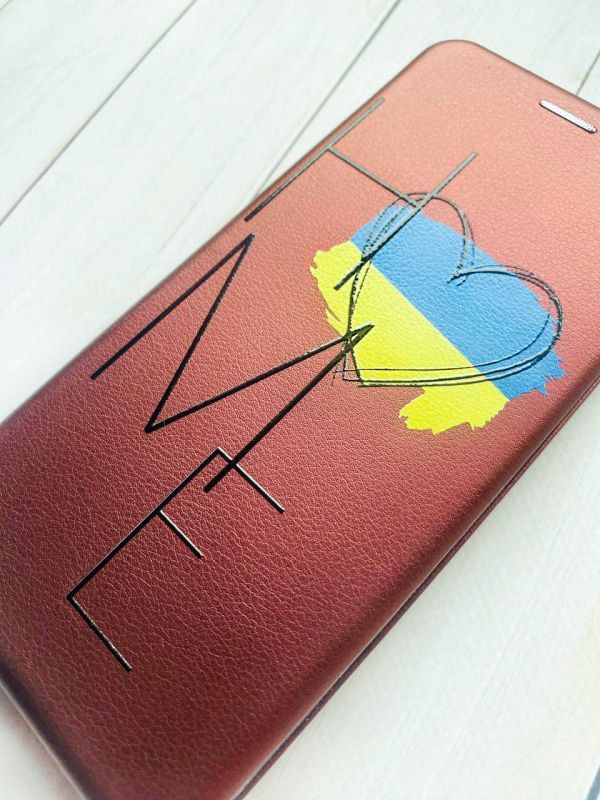 Чохол-книжка з малюнком для iPhone 7, 8 Бордовий :: Дім Україна (принт 353)
