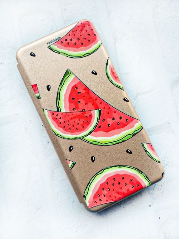Чохол-книжка з малюнком для Samsung Galaxy A04 Золотий :: Скибки кавуна (принт 342)