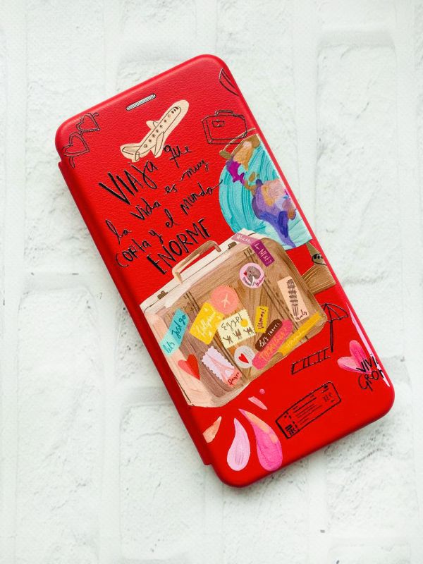 Чохол-книжка з малюнком для Xiaomi Redmi 8A Червоний :: Подорожі (принт 329)