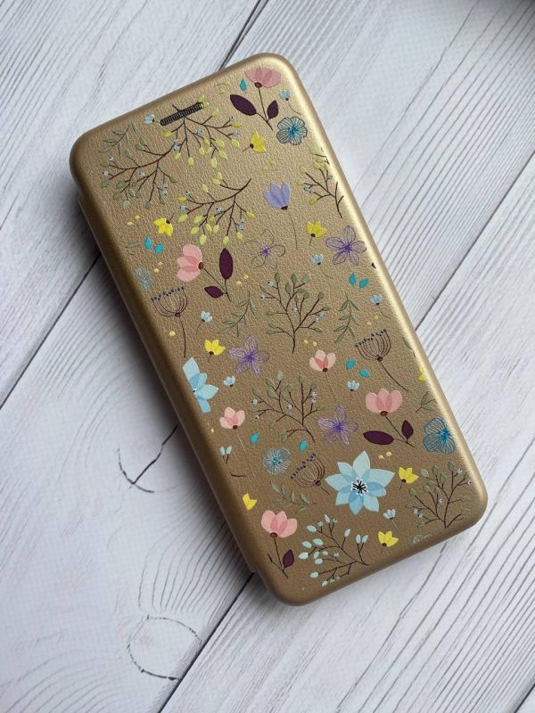 Чохол-книжка з малюнком для Samsung Galaxy A23 Золотий :: Квітковий фон (принт 267)