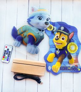 Подарунковий набір Еверест і Гонщик Щенячий патруль (нічник + дерев'яні пазли)