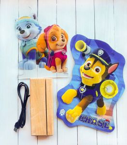 Подарунковий набір Еверест, Скай і Гонщик Щенячий патруль (нічник + дерев'яні пазли)
