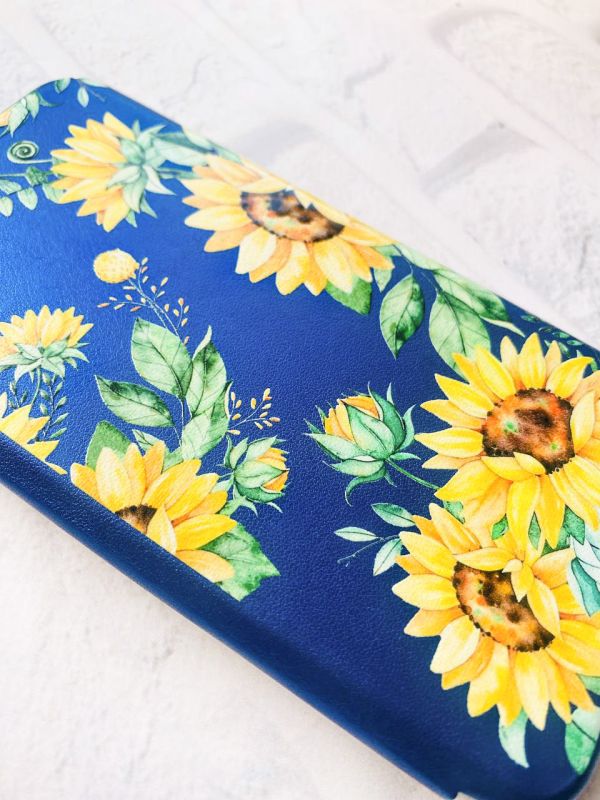 Чохол-книжка з малюнком для Samsung Galaxy A10 (2019) A105 Синій :: Соняхи (принт 288)