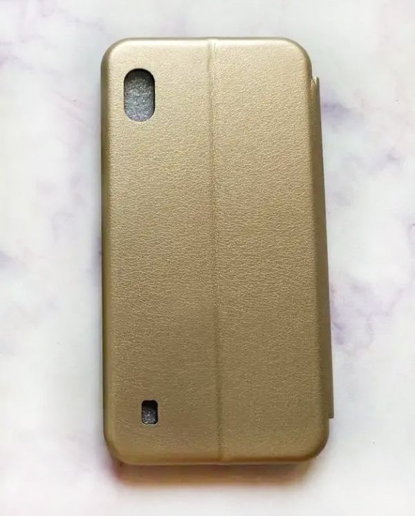 Чохол-книжка з малюнком для Samsung Galaxy А10 (2019)/ А105  Золотой :: Рожеві квіти (принт 287)