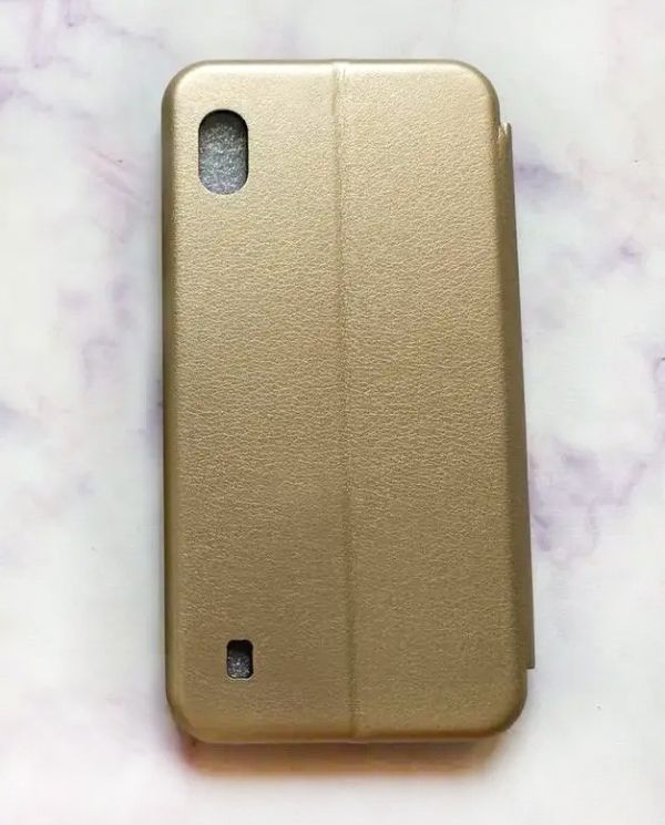 Чохол-книжка з малюнком для Samsung Galaxy A10 (2019)/A105 Золотий :: Рожеві квіти (принт 287)