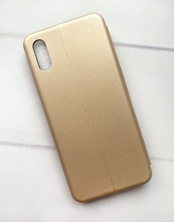 Чохол-книжка з малюнком для Xiaomi Redmi 9A Золотий :: Рожеві квіти (принт 287)