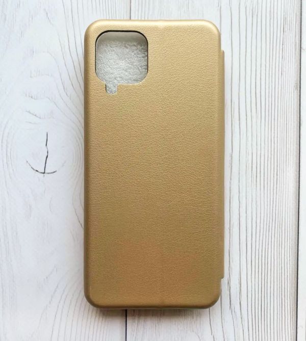 Чохол-книжка з малюнком для Samsung Galaxy A22 4G/ M22/ M32 Золотий :: Рожеві квіти (принт 287)