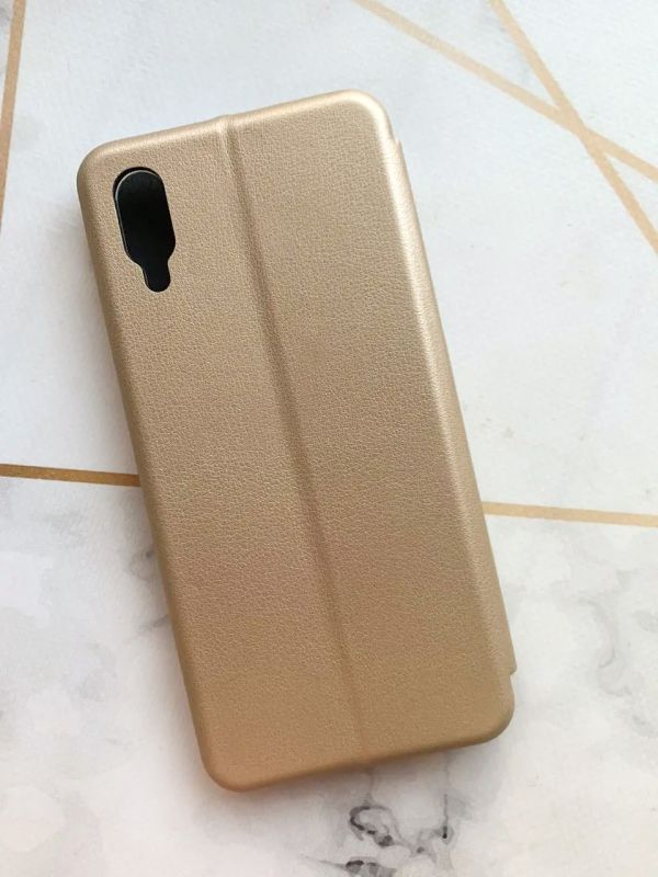 Чохол-книжка з малюнком для Samsung Galaxy A02/ A022 (2021) Золотий :: Рожеві квіти (принт 287)