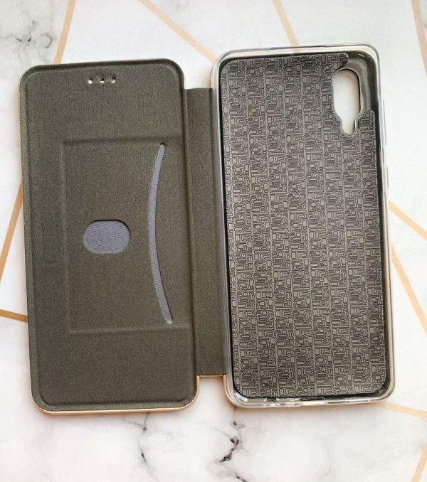 Чохол-книжка з малюнком для Samsung Galaxy A02/ A022 (2021) Золотий :: Рожеві квіти (принт 287)
