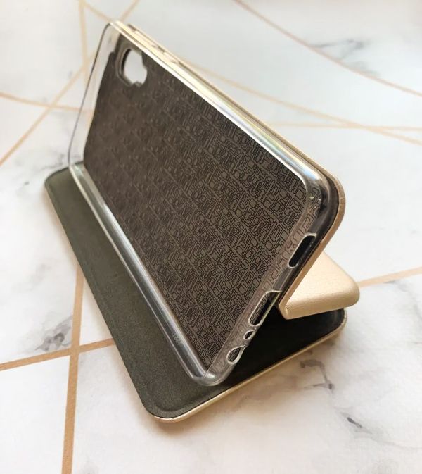 Чохол-книжка з малюнком для Samsung Galaxy A02/ A022 (2021) Золотий :: Рожеві квіти (принт 287)