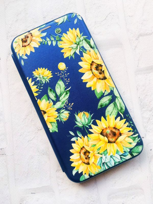 Чохол-книжка з малюнком для Xiaomi Redmi 9A Синій :: Соняхи (принт 288)
