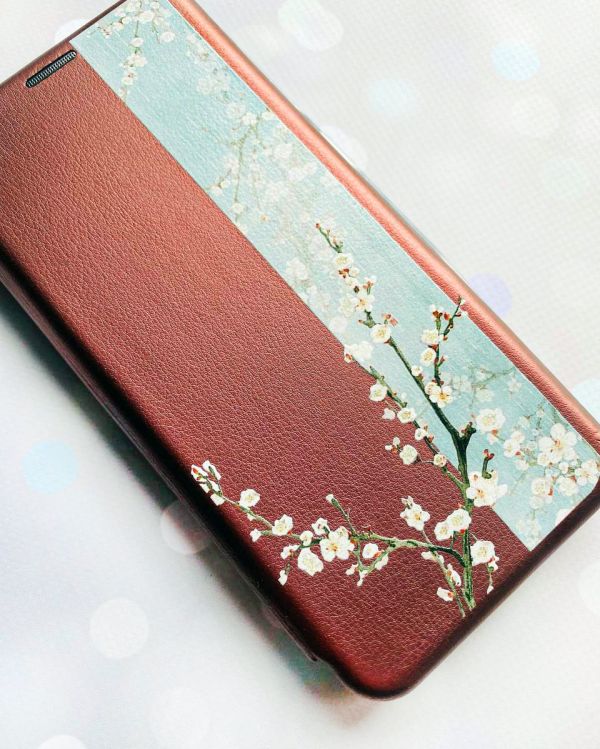 Чохол-книжка з малюнком для Xiaomi Poco C40 Бордовий :: Квітуча сакура (принт 285)