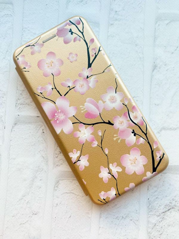 Чохол-книжка з малюнком для Xiaomi Poco C40 Золотий :: Квітуча сакура (принт 282)