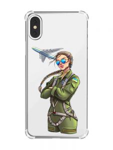 Чохол з потовщеними кутами на iPhone X/Xs :: Дівчина-пілот (принт 6)