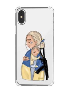 Чохол з потовщеними кутами на iPhone X/Xs :: Мама-захисниця (принт 21)