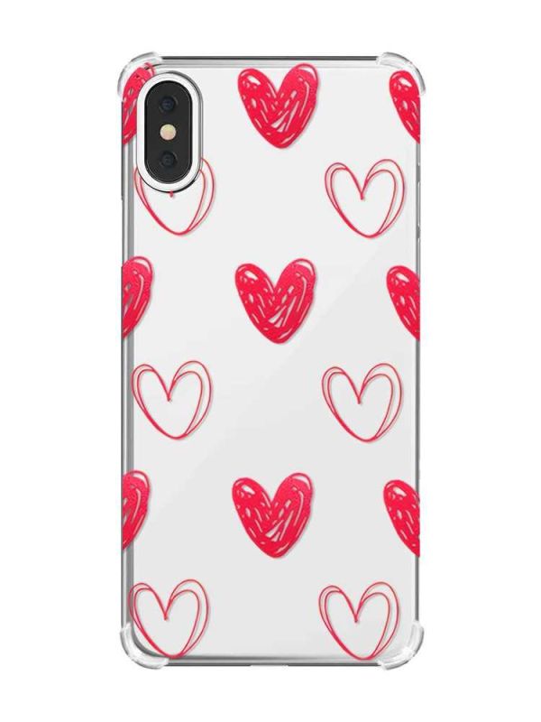 Чохол з потовщеними кутами на iPhone X/Xs :: Сердечка червоні (принт 77)