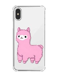 Чохол з потовщеними кутами на iPhone X/Xs :: Лама рожева (принт 100)
