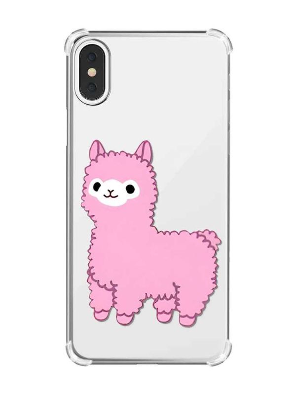 Чохол з потовщеними кутами на iPhone X/Xs :: Лама рожева (принт 100)