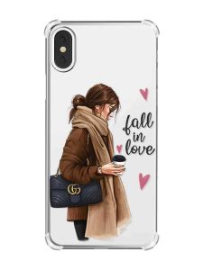 Чохол з потовщеними кутами на iPhone X/Xs :: Дівчина з кавою (принт 112)