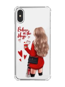 Чохол з потовщеними кутами на iPhone X/Xs :: Дівчина з кавою (принт 137)