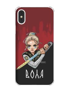 Чохол з потовщеними кутами на iPhone X/Xs :: Українська захисниця (патріотичний принт 171)