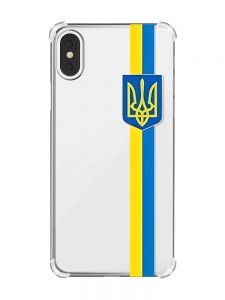 Чохол з потовщеними кутами на iPhone X/Xs :: Стрічка Україна (патріотичний принт 253)