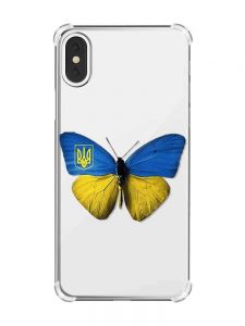Чохол з потовщеними кутами на iPhone X/Xs :: Метелик Україна (принт 255)