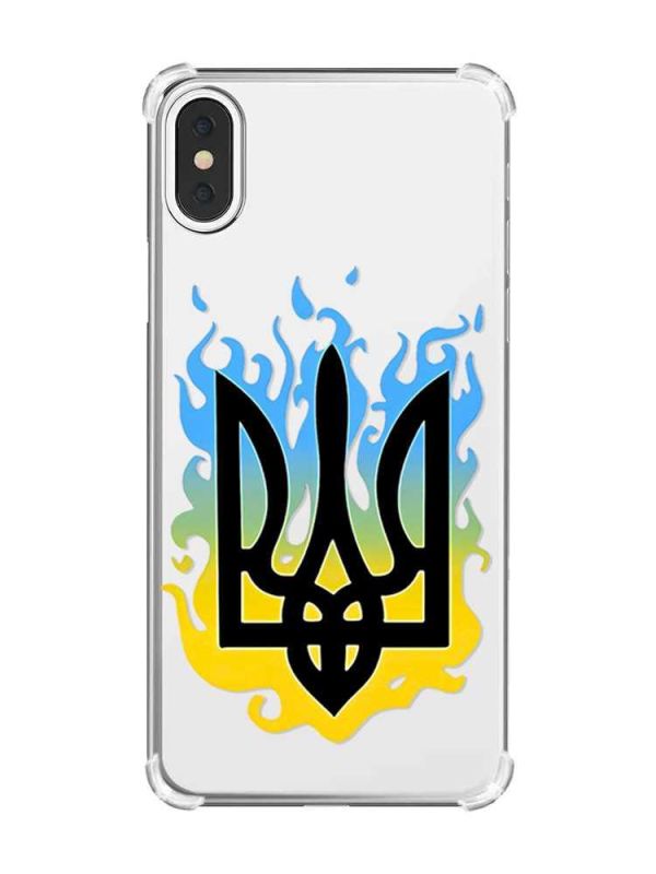 Чохол з потовщеними кутами на iPhone X/Xs :: Тризуб Полум'я (принт 257)