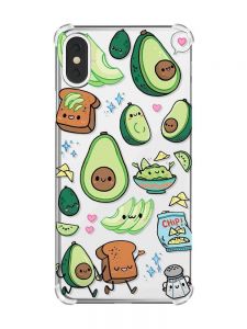 Чохол з потовщеними кутами на iPhone X/Xs :: Милі авокадо каваї (принт 305)