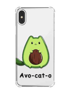 Чохол з потовщеними кутами на iPhone X/Xs :: Котик Авокадо (принт 306)