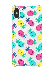 Чохол з потовщеними кутами на iPhone X/Xs :: Різнокольорові ананаси (принт 346)