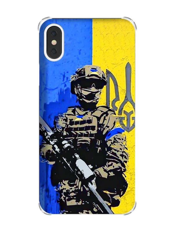 Чохол з потовщеними кутами на iPhone X/Xs :: Солдат (патріотичний принт 350)