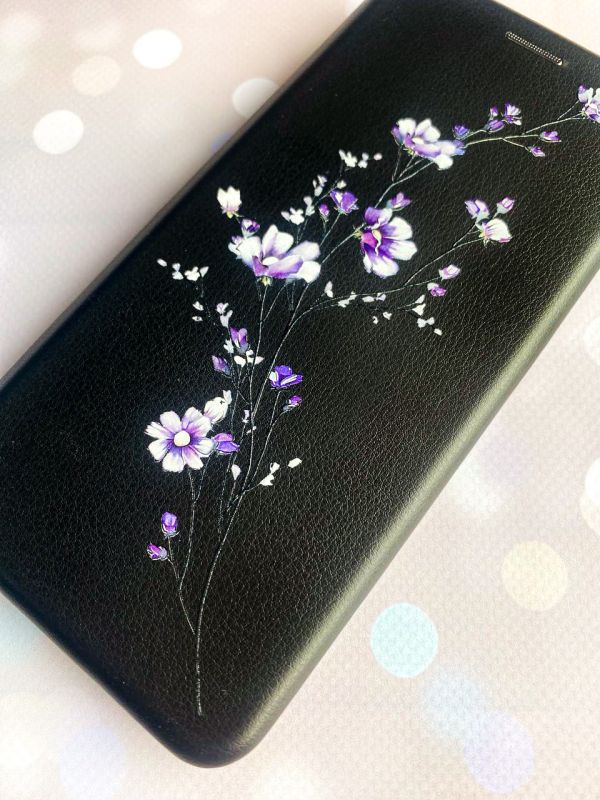 Чохол-книжка з малюнком для Samsung Galaxy A50 (2019) A505/A30s Чорний :: Гілочка квітів (принт 278)
