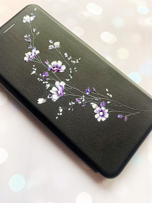 Чохол-книжка з малюнком для Samsung Galaxy A50 (2019) A505/A30s Чорний :: Гілочка квітів (принт 278)