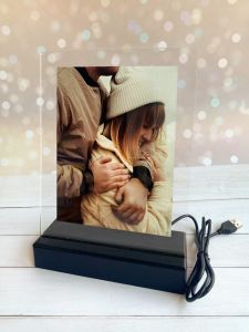 Нічник-подарунок з улюбленим фото на чорній підставці (+ пульт ДК)
