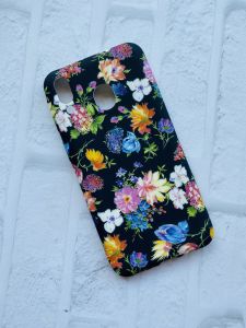 Силіконовий матовий чохол із малюнком для Samsung M20 Дрібні квіти на чорному