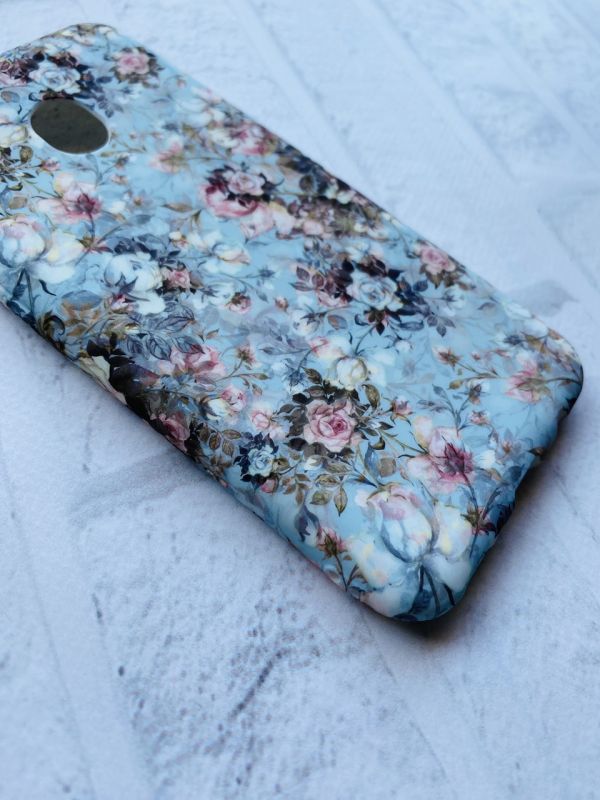 Силіконовий матовий чохол із малюнком для Samsung M20 Дрібні квіти на блакитному