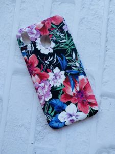 Силіконовий матовий чохол із малюнком для Samsung M20 Червоні лілії на чорному