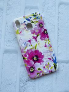 Силіконовий матовий чохол із малюнком для Samsung M20 Рожево-білі квіти