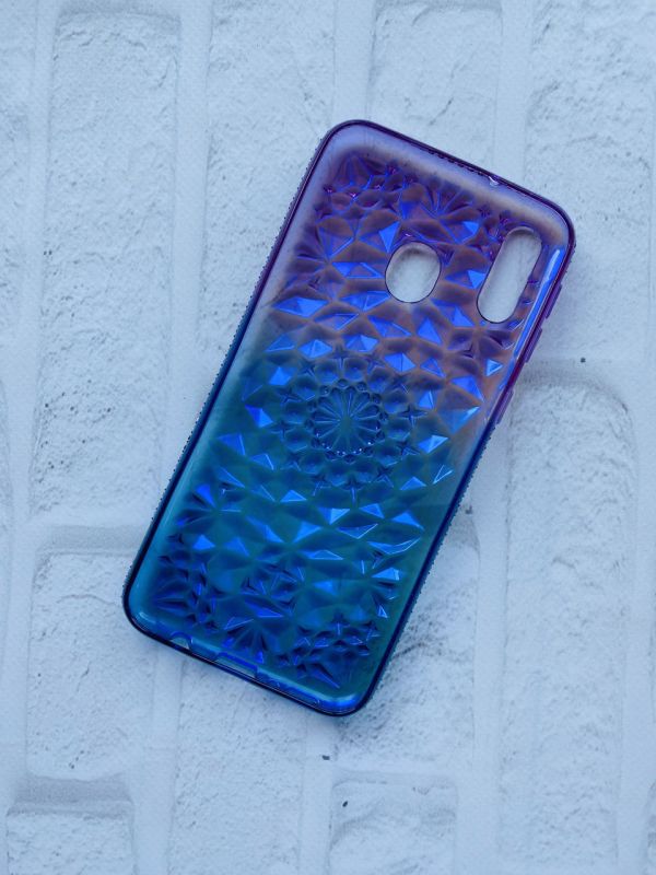 Силіконовий чохол для Samsung M20 Ромби опуклі. Фіолетово-синій