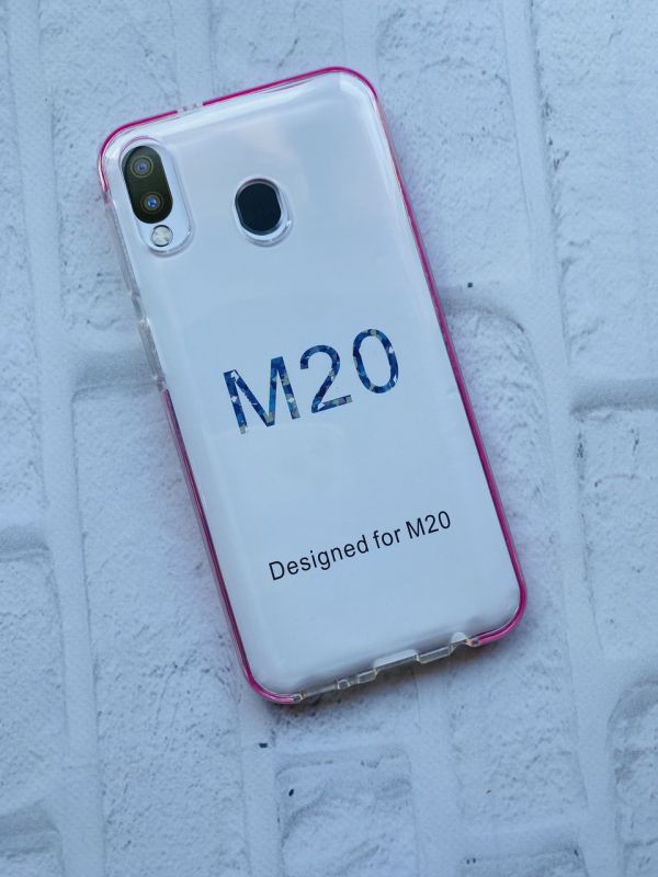 Силіконовий прозорий чохол із бампером для Samsung M20 Рожевий