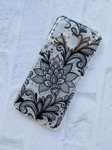 Силіконовий прозорий чохол із малюнком для Samsung M20 Мереживо чорне