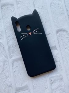 Силіконовий чохол для Samsung Galaxy M20 Кіт з вусами чорний