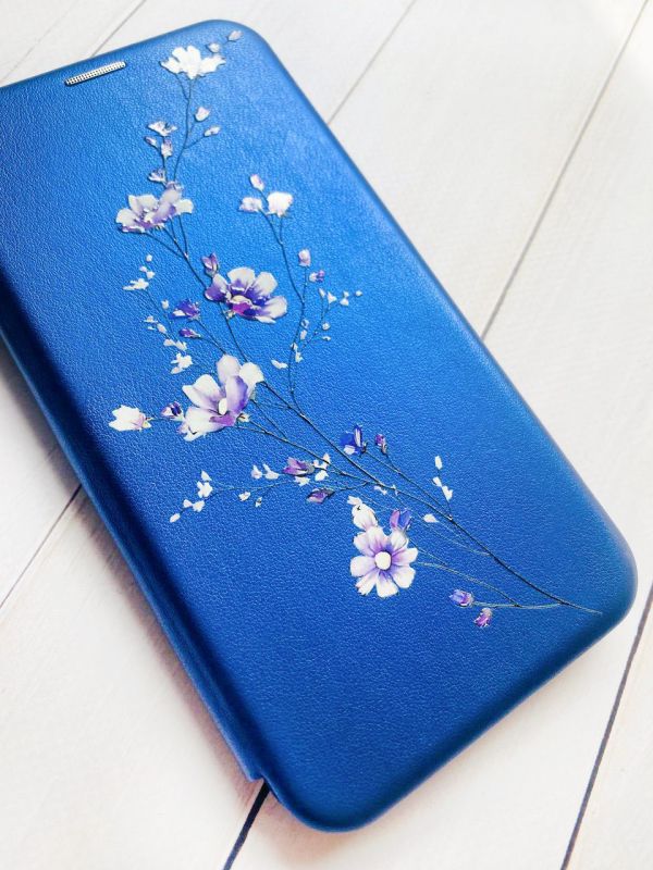 Чохол-книжка з малюнком для Samsung Galaxy A10 (2019) A105 Синій :: Гілочка квітів (принт 278)