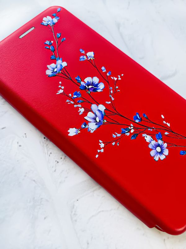Чохол-книжка з малюнком для Xiaomi Redmi 8A Червоний :: Гілочка квітів (принт 278)
