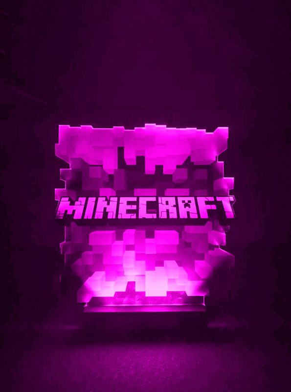 Дитячий нічник Куб Майнкрафт Minecraft (на чорній підставці)