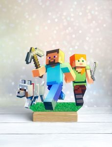 Дитячий нічник Стів і Алекс із Майнкрафт Minecraft (дизайн 17)